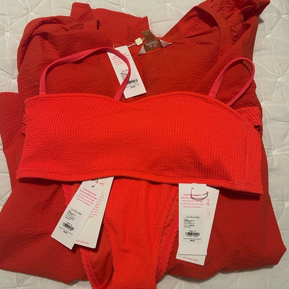 NWT! Lilly Pulitzer Mizner Red Bikini and Coverup Set - Picture 5 of 5